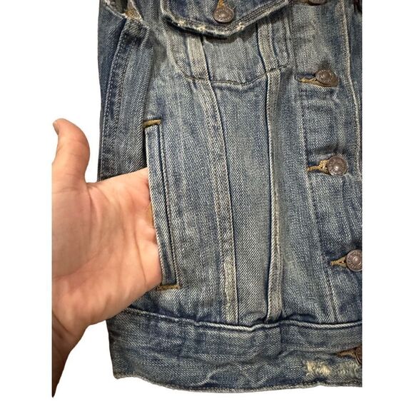 Levi’s womens trucker denim sleeveless vest jacket sz XS - Picture 7 of 8